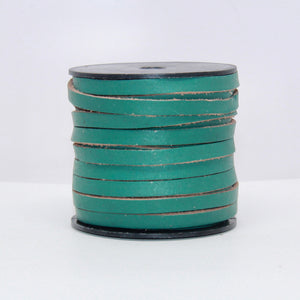 Indian Leather:  5MM Flat Emerald Blue