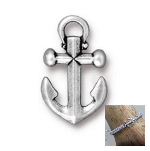 Small Anchor Charm - Silver - TierraCast
