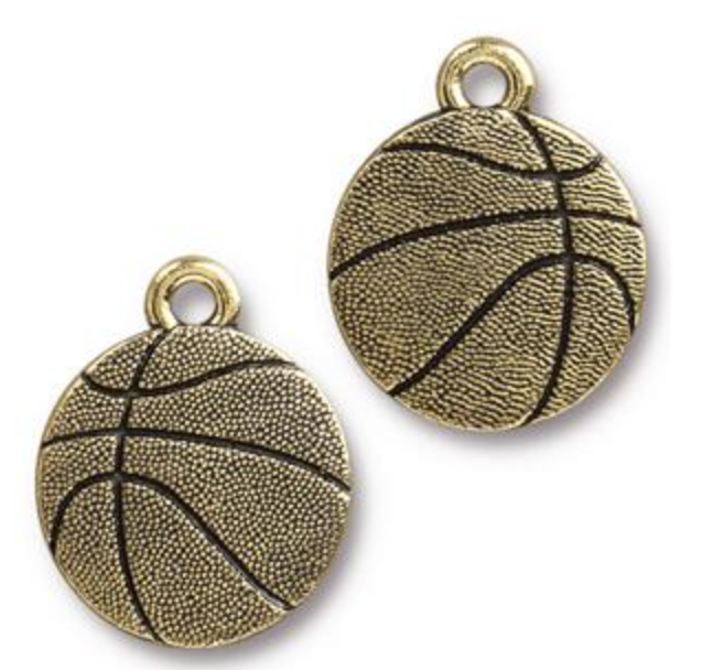 Basketball Charm - Antique Gold Plate - TierraCast (CLEARANCE)