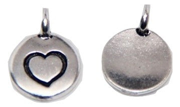 Circle Heart Charm - Silver - TierraCast