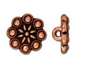 Button:  Czech..Rosette by Tierracast:  Copper