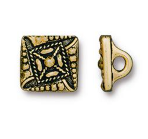 Button:  Czech Square by Tierracast:  Gold