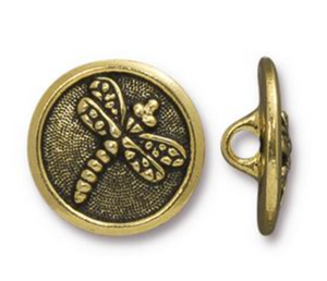 Button:  Dragonfly by Tierracast:  Gold