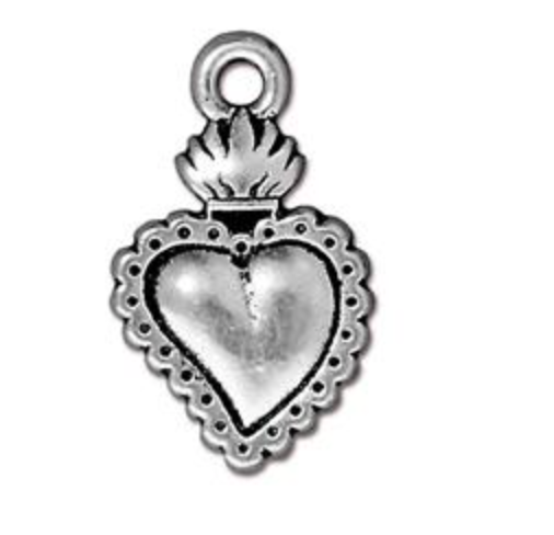 Drop, Heart Milagro - Silver - TierraCast