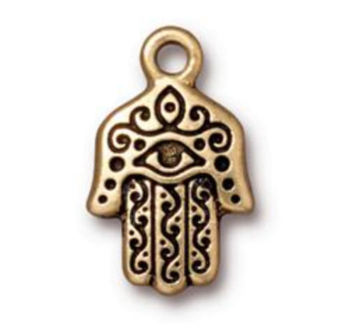 Drop Hamsa Hand - Gold - TierraCast