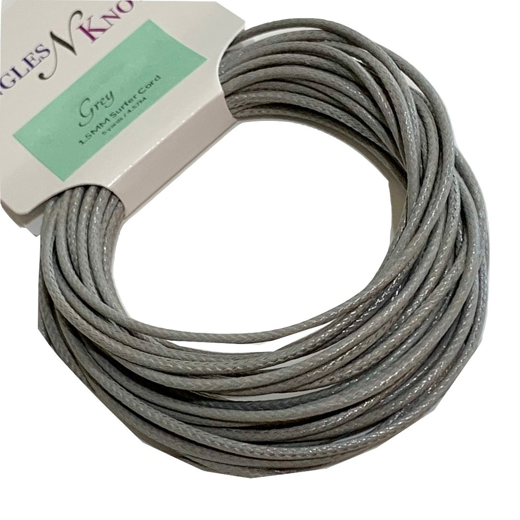 Gray - Wax Polyester Surfer Cord - 5 yard bundle