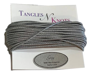 Gray - Wax Polyester Surfer Cord - 5 yard bundle