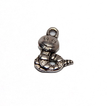 Baby Snake Charm - Antique Silver