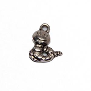 Baby Snake Charm - Antique Silver