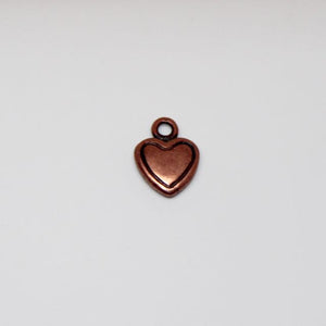 Small Hearts Charm Antique Copper