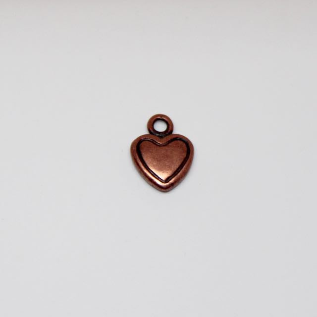 Small Hearts Charm Antique Copper