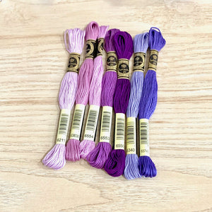 Pink and Purple Colors:  6 Strand Embroidery Floss