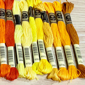 Yellow/Orange/Peach:  6 Strand Embroidery Floss