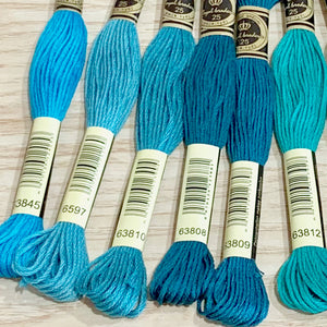 Blue/Green:  6 Strand Embroidery Floss
