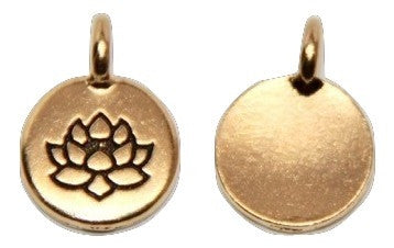 Circle Lotus Flower Charm - Antique Gold - TierraCast