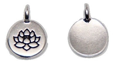 Circle Lotus Flower Charm - Antique Silver - TierraCast