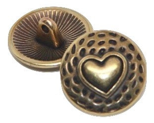 Button Pokadot Heart - Gold Plated