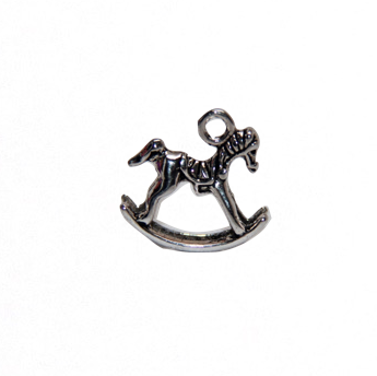 Rocking Horse 3D Charm - Antique Silver