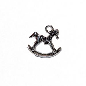 Rocking Horse 3D Charm - Antique Silver