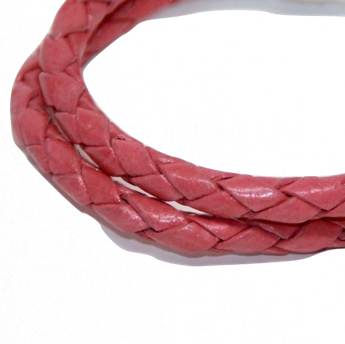 Round Braided Indian Leather:  Strawberry:  12 Inches