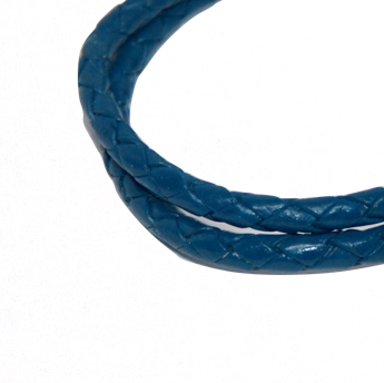 Round Braided Indian Leather:  Blue:  12 Inches