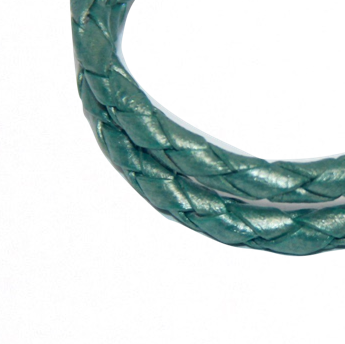 Round Braided Indian Leather:  Metallic Fern:  12 Inches