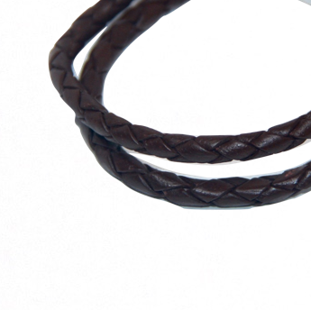 Round Braided Indian Leather:  Natural Antique Walnut:  12 Inches