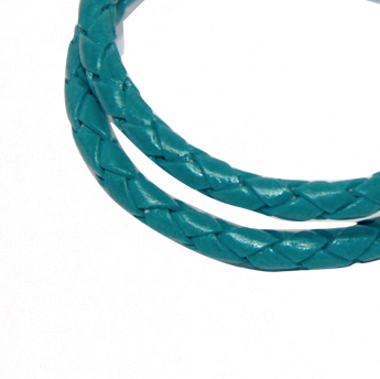 Round Braided Indian Leather:  Emerald Blue:  12 Inches
