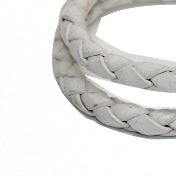 Round Braided Indian Leather:  White:  12 Inches