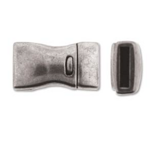 Bow Single :  Magnetic Rectangular Clasp :  Silver