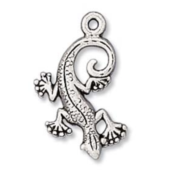 Tiny Lizard Charm - Antique Silver - Quest