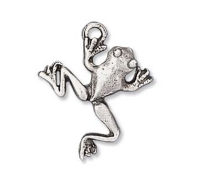 Tiny Frog Charm -  Antique Silver - Quest