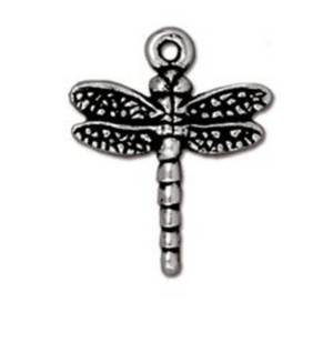 Dragon Fly Charm :  Small -  Antique Silver
